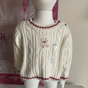 The Children’s Place Cable Knit Child's Sweater with Red/Beige Trim